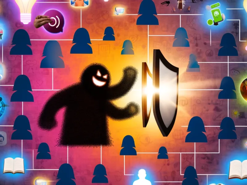 An AI generated image to Visualize-the-act-of-curating-a-positive-social-media-environment-by-highlighting-the-importance-of-blocking-negative-influences.-The-imag