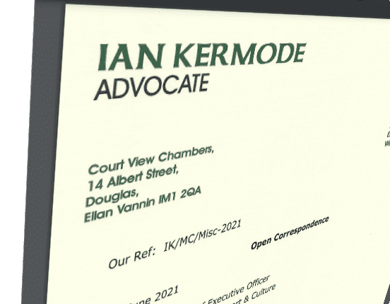 A picture of Ian Kermode's letterhead