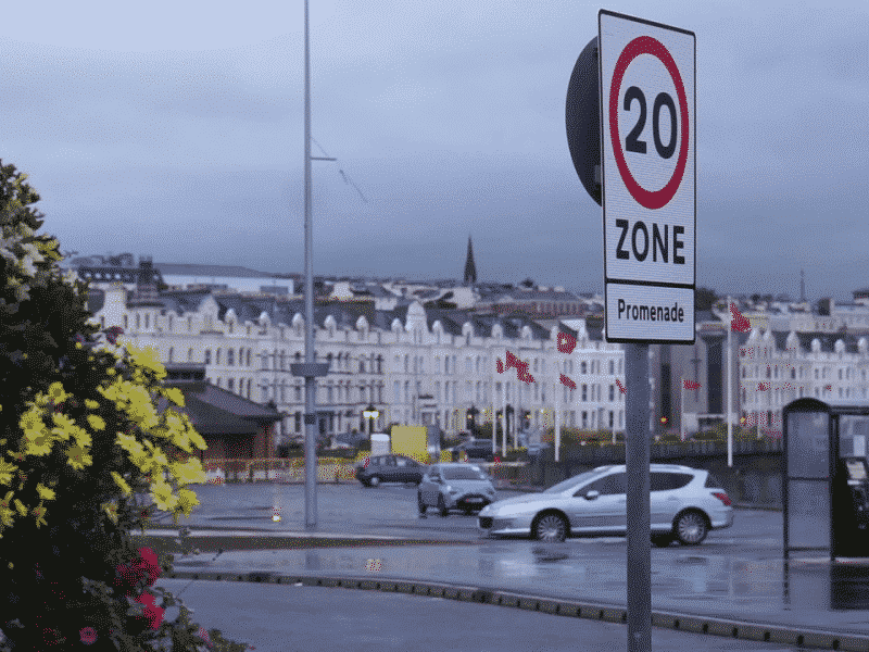 A permanent 20mph Speed Limit Sign on the Promenade