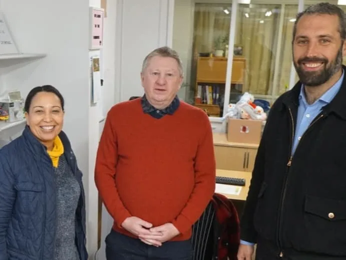 Melina Sharpe, Stephen Castle and Michael Josem at the Isle of Man Foodbank