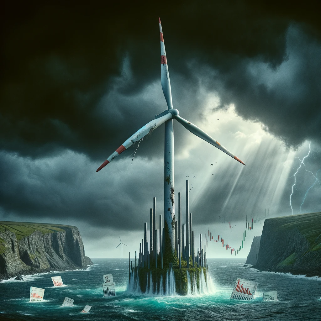 An AI-generated image representing the financial crisis facing Orsted
